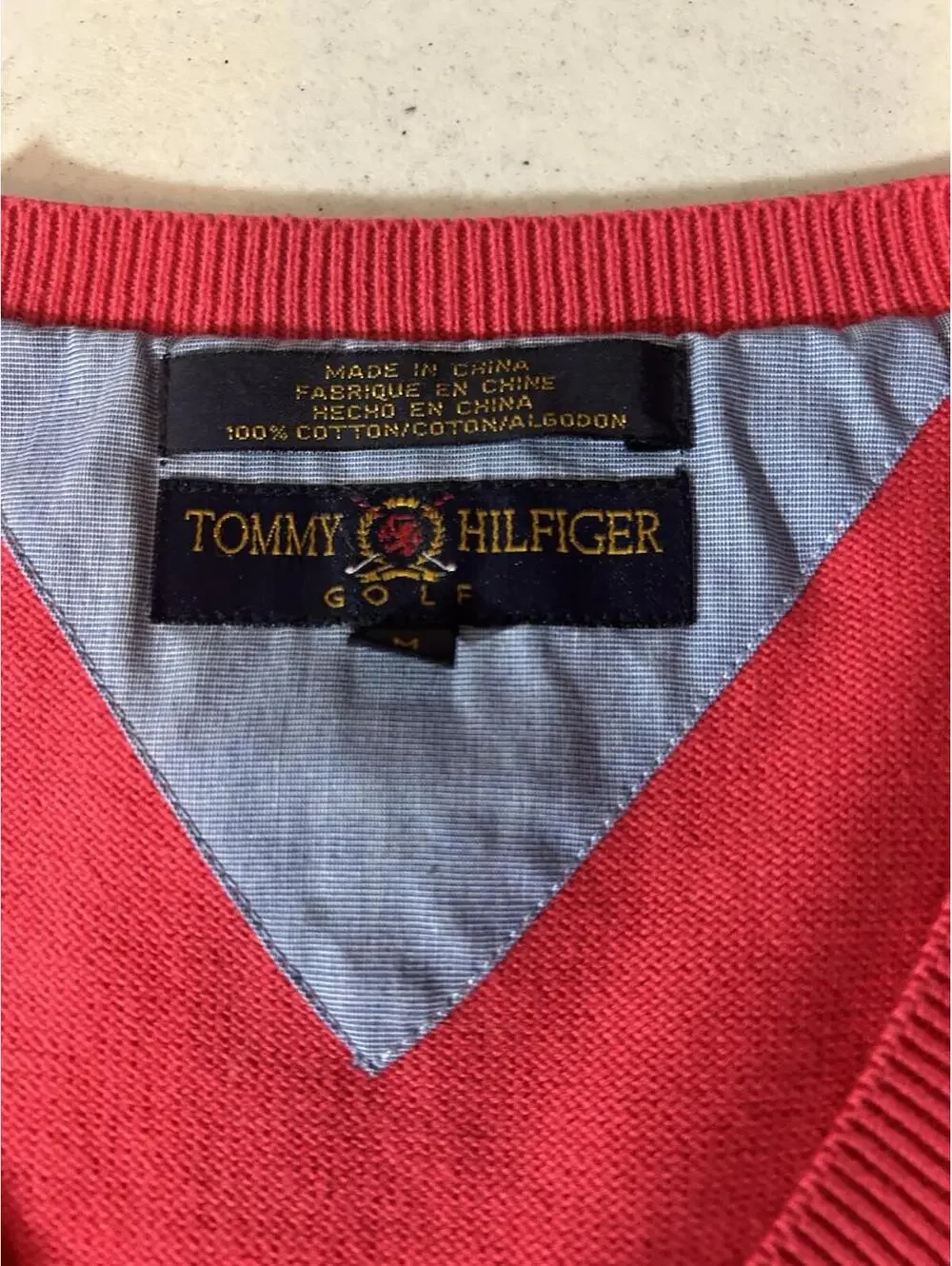 Tommy Hilfiger Golf Sweater Vest Mens Medium Red Cotton
